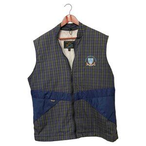 Royal Troon Golf Club Men's XL Vest Blue Green Plaid Vintage 80s Thinsulate